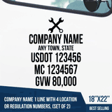 Truck Door Decal, Company Name, Location, USDOT, MC, GVW, Mechanical