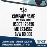 Truck Door Decal, Company Name, Location, USDOT, MC, GVW, Construction