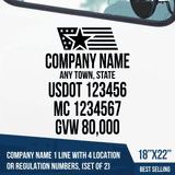 Truck Door Decal, Company Name, Location, USDOT, MC, GVW, Americana