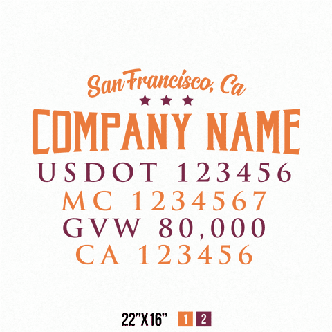 Truck Door Decal Location USDOT MC GVW CA