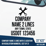 Truck Door Decal, Company Name, Location, Mechanical, USDOT, 