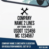 Truck Door Decal, Company Name, Location, Mechanical, USDOT, MC, 