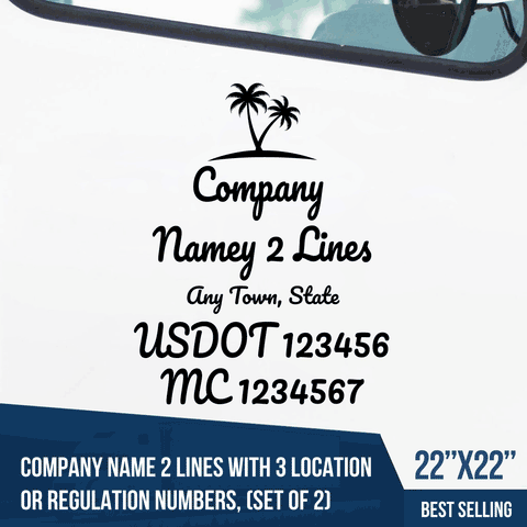 Truck Door Decal, Company Name, Location, Coast, USDOT, MC, 
