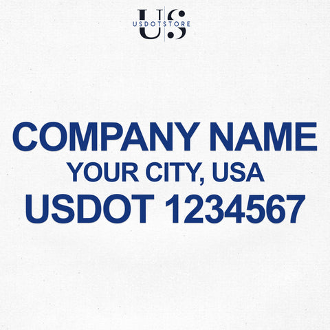 company name, city & usdot number decal sticker