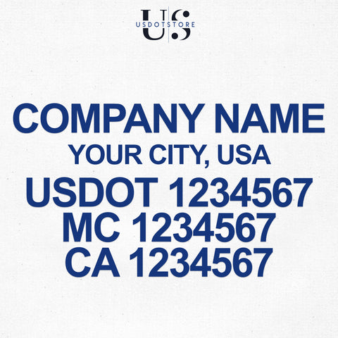 company name city usdot mc ca number decal