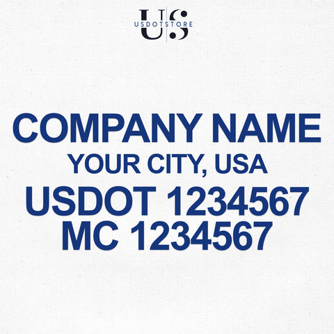 company name, location, usdot & mc number decal sticker