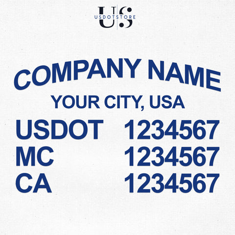 company name, location, usdot, mc & ca decal sticker