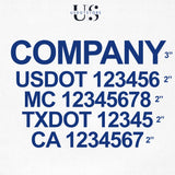 company name usdot mc txdot ca number decal