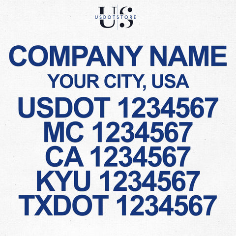 company name, city, usdot, mc, ca, kyu & txdot