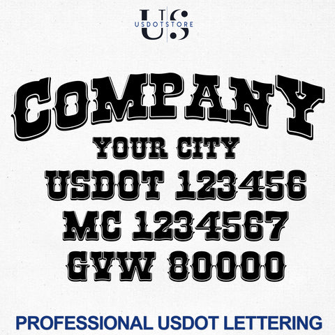 Trucking Company USDOT, MC & GVW Number Lettering Decal Stickers (Set of 2)