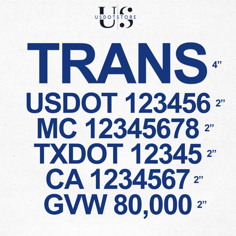 transport company usdot mc txdot ca gvw decal