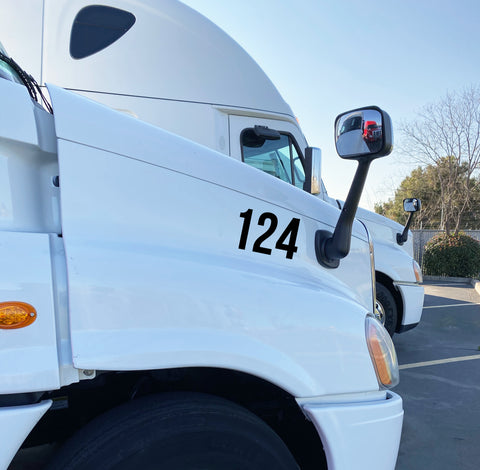 truck number decal on truck 
