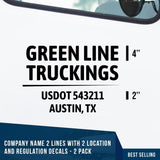 Company Name 2 Line + 2 Location or Regulation Number Decal, (Set of 2)