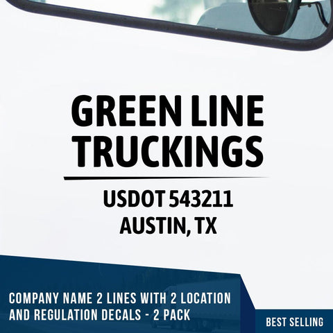 Company name decal with usdot & location