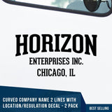 company name decal with location