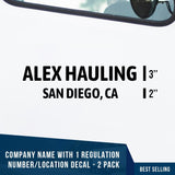 Company Name 1 Line + 1 Location or Regulation Number Decal, (Set of 2)