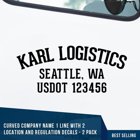 arched company name, city & state, usdot decal
