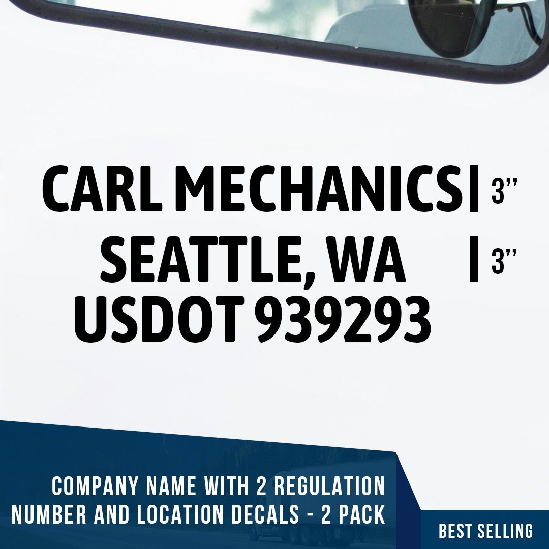 Company Name 1 Line + 2 Location or Regulation Number Decal, (Set of 2 ...