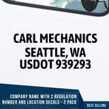 Company Name Truck Decal with USDOT & location
