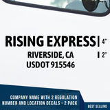 Company Name 1 Line + 2 Location or Regulation Number Decal, (Set of 2)