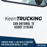 Company Name Truck Decal with usdot & regulation