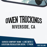 company name decal with location number