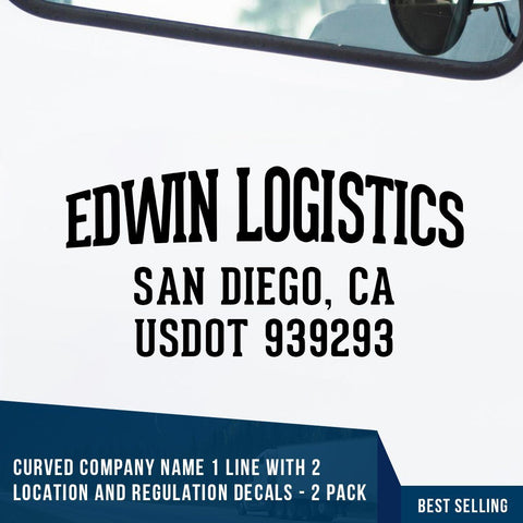 company name decal with location & usdot number