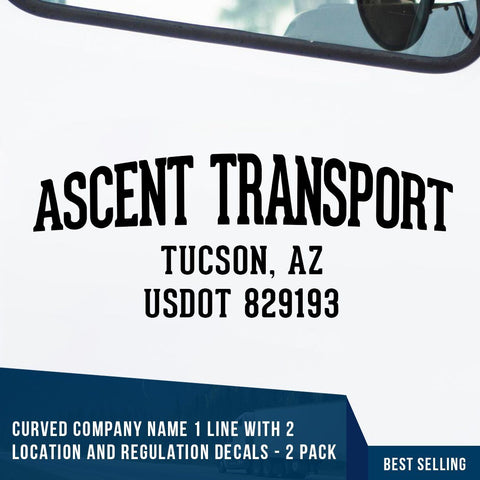 company name decal with location & usdot