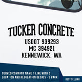 company name truck decal with usdot, mc, location