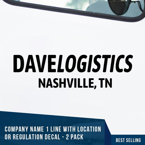 Company name decal with location