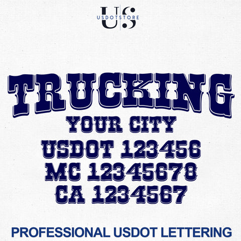 Western Style Trucking Company USDOT, MC & CA Number Lettering Decal Stickers (Set of 2)