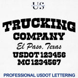 Company Trucking Business USDOT, MC & GVW Number Lettering Decal Stickers (Set of 2)