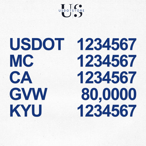 usdot, mc, ca, gvw, kyu decal stickers