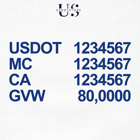 usdot, mc, ca gvw truck decal stickers