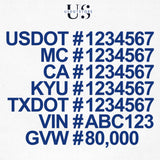 usdot mc ca kyu txdot vin gvw number decal sticker