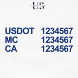 usdot, mc, ca number decal stickers 