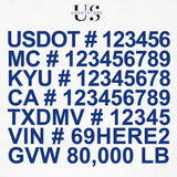 usdot mc kyu ca txdmv vin gvw decal sticker