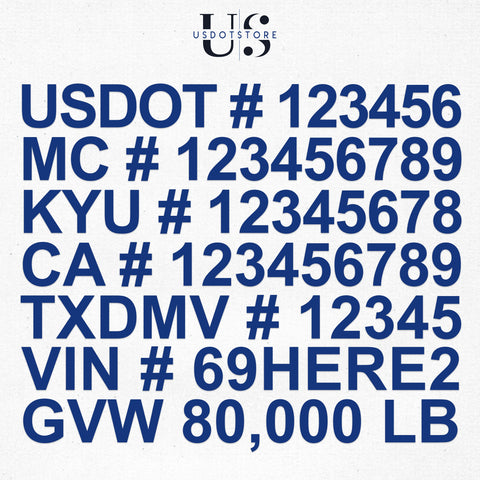 usdot mc kyu ca txdmv vin gvw decal sticker