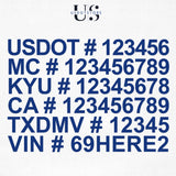 usdot mc kyu ca txdmv vin number decal