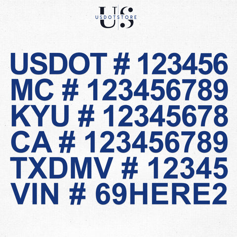 usdot mc kyu ca txdmv vin number decal