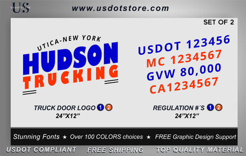 Door Company Name with USDOT,MC,GVW Number Decal