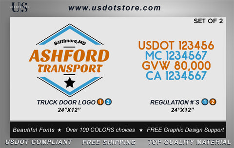 Door Company Name with USDOT,MC,GVW Number Decal