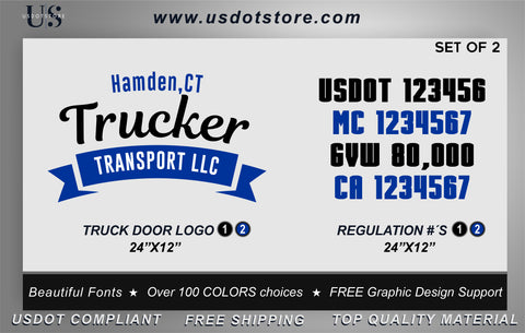 Door Company Name with USDOT,MC,GVW Number Decal