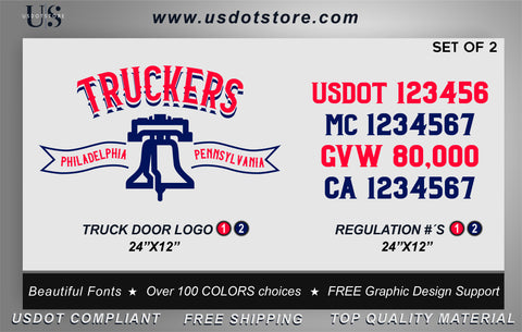 Door Company Name with USDOT,MC,GVW Number Decal