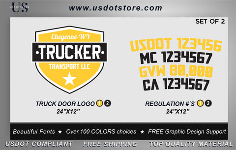 Door Company Name with USDOT,MC,GVW Number Decal