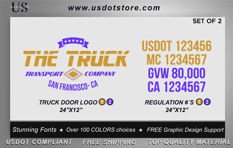 Door Company Name with USDOT,MC,GVW Number Decal