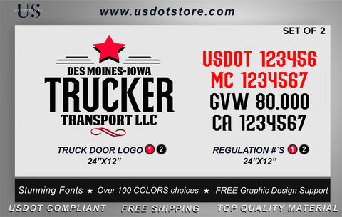 Door Company Name with USDOT,MC,GVW Number Decal