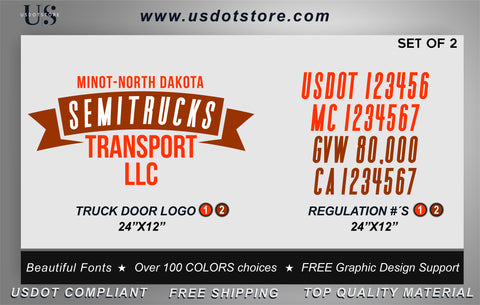 Door Company Name with USDOT,MC,GVW Number Decal