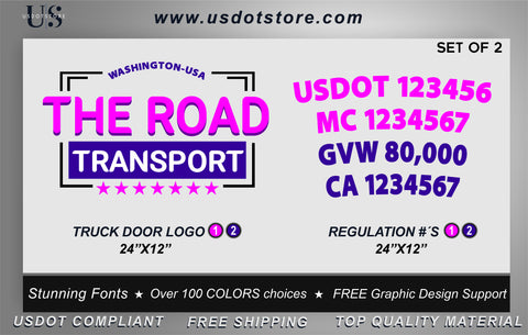 Door Company Name with USDOT,MC,GVW Number Decal