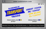 Door Company Name with USDOT,MC,GVW Number Decal